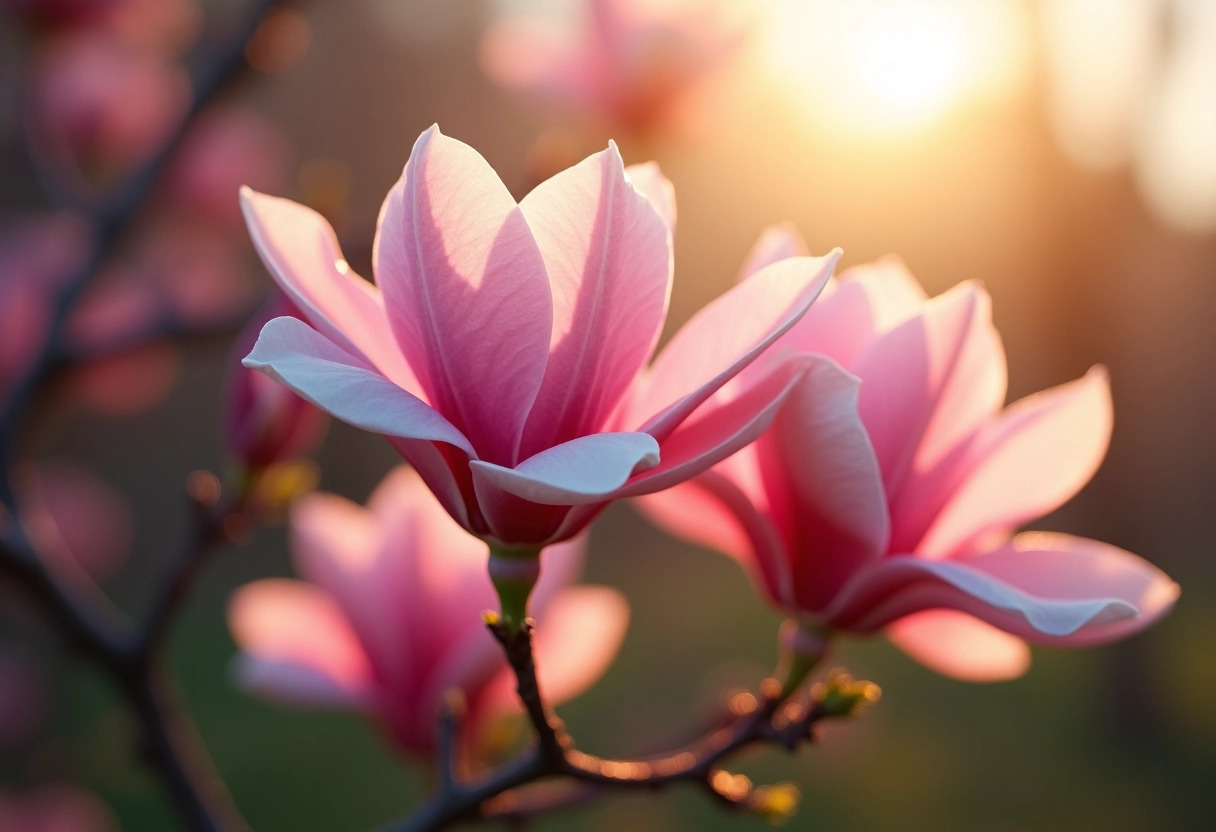 arbre fleurs roses